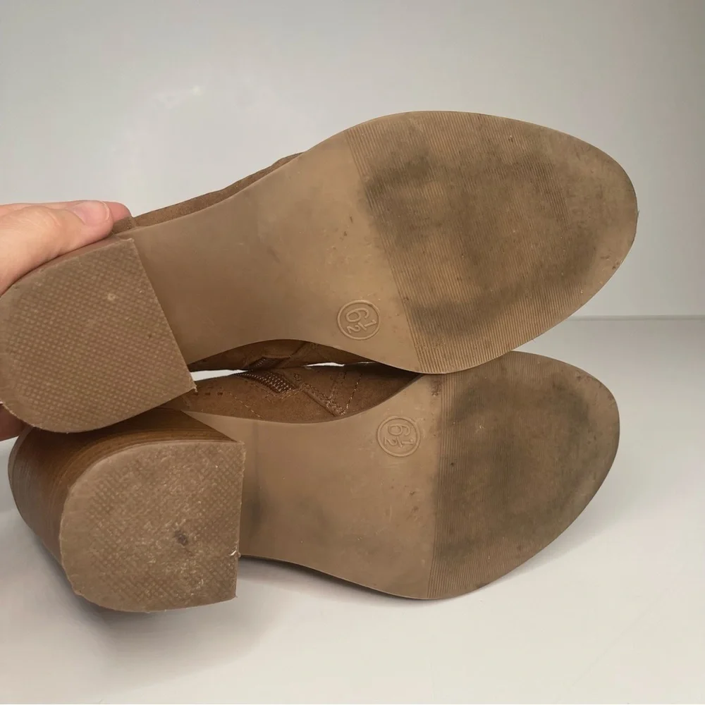 Universal Thread Crissy Bootie Brown Laser Cut Stacked Heel